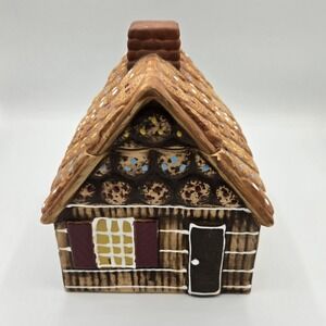 Vintage 1970s Ceramic Cookie‎ Jar Gingerbread House Christmas Enesco 8" CC1B